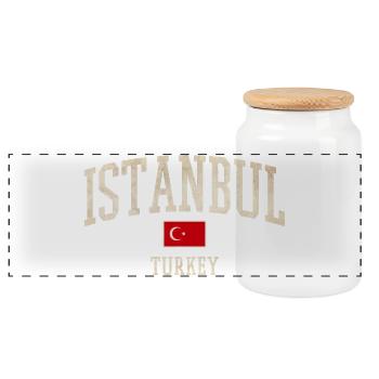 Istanbul - Panoramic Cookie Jar with Wooden Lid - white - Front