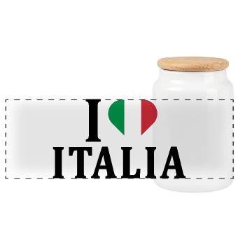 T-Shirt Ich liebe Italien Flagge T-Shirt Geschenk - Panorama Keksdose mit Holzdeckel - Weiß - Vorne