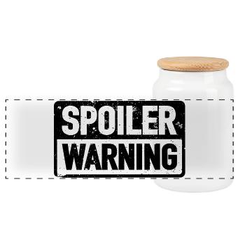 cinema, series, spoiler, film - Panoramic Cookie Jar with Wooden Lid - white - Front