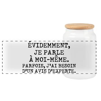 Évidemment je parle à moi-même avis d'experte - Boîte à biscuits avec couvercle en bois - blanc - Devant