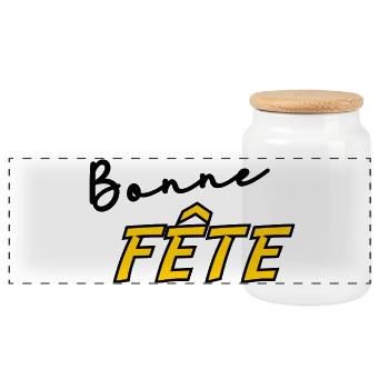 BONNE FÊTE. FÊTE DES MÈRES. FÊTE DES PÈRES. FÊTE - Boîte à biscuits avec couvercle en bois - blanc - Devant