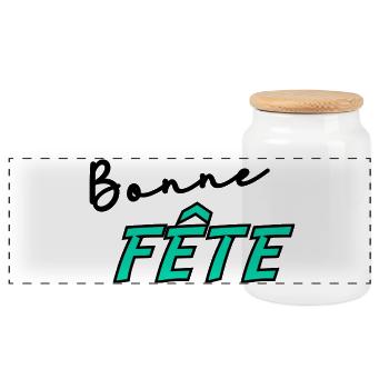BONNE FÊTE. FÊTE DES MÈRES. FÊTE DES PÈRES. FÊTE - Boîte à biscuits avec couvercle en bois - blanc - Devant