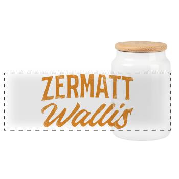 Zermatt Valais lettering in vintage style - Panoramic Cookie Jar with Wooden Lid - white - Front