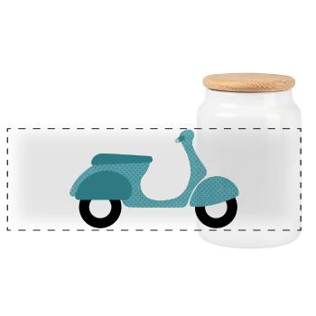 Roller Dots Dots Italy Summer Retro Vintage - Panoramic Cookie Jar with Wooden Lid - white - Front