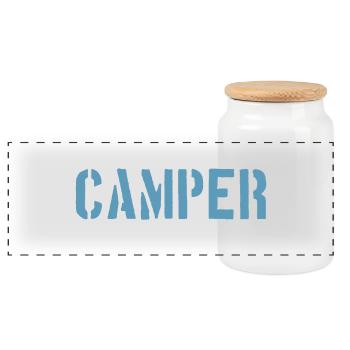 Ich bin Camper, ich darf das! - Panorama Keksdose mit Holzdeckel - Weiß - Vorne