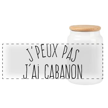 J'peux pas j'ai cabanon  - Boîte à biscuits avec couvercle en bois - blanc - Devant