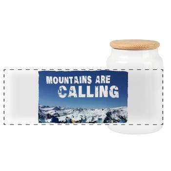 Mountains are Calling Damüls (2 Upload) - Panorama Keksdose mit Holzdeckel - Weiß - Vorne