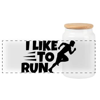 I like to run - Panoramic Cookie Jar with Wooden Lid - white - Front