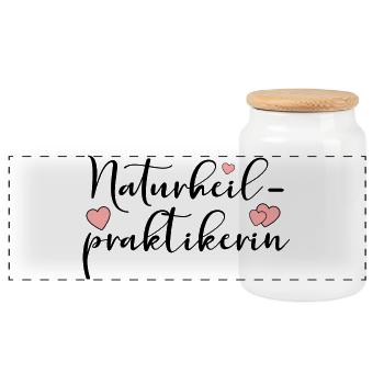 Naturheilpraktikerin - Panorama Keksdose mit Holzdeckel - Weiß - Vorne
