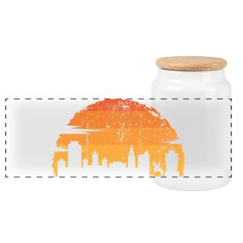 Sunset Skyline Rider - Panoramic Cookie Jar with Wooden Lid - white - Front