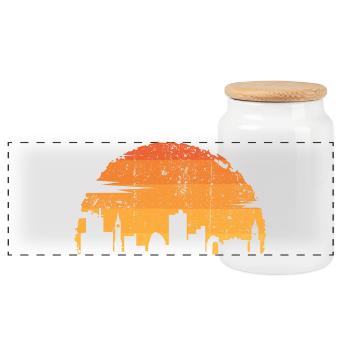 Sunset City Silhouette - Panorama Keksdose mit Holzdeckel - Weiß - Vorne