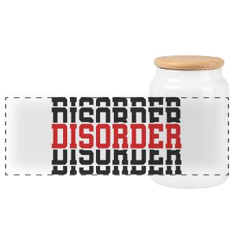 T-shirt disorder T-shirt gift stacked text - Panoramic Cookie Jar with Wooden Lid - white - Front