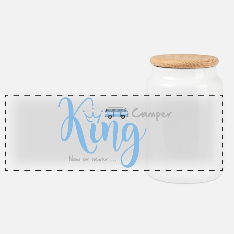 Camper King - Panorama Keksdose mit Holzdeckel - Weiß