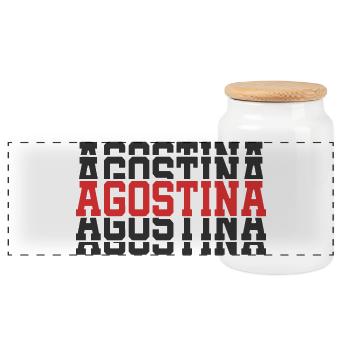 Agostina t-shirt gift t-shirt stacked text - Panoramic Cookie Jar with Wooden Lid - white - Front