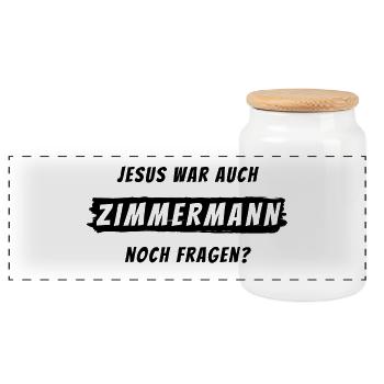 Zimmermann Geschenk Spruch Handwerker - Panorama Keksdose mit Holzdeckel - Weiß - Vorne