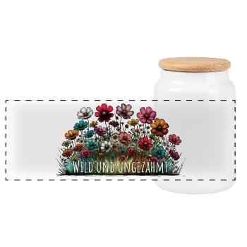 wild und ungezähmt wiesenblumen blume natur - Panorama Keksdose mit Holzdeckel - Weiß - Vorne