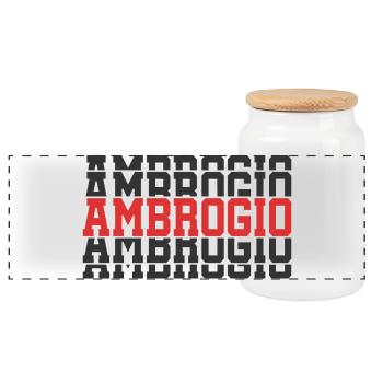 t-shirt Ambrogio gift t-shirt stacked text - Panoramic Cookie Jar with Wooden Lid - white - Front