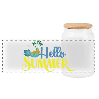 Hallo Summmer - Panorama Keksdose mit Holzdeckel - Weiß - Vorne