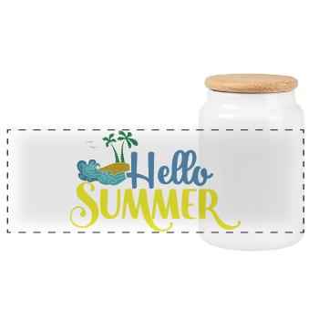 Hallo Summmer - Panorama Keksdose mit Holzdeckel - Weiß - Vorne