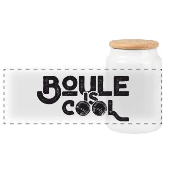 La boule est cool ! Boules de boules Bouler Outfit - Boîte à biscuits avec couvercle en bois - blanc - Devant