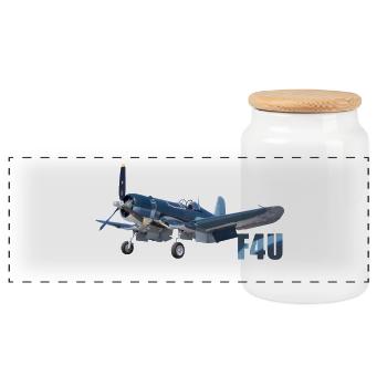 F4U Corsair - Panorama Keksdose mit Holzdeckel - Weiß - Vorne