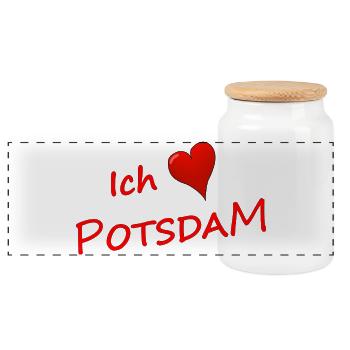 ICH LIEBE POTSDAM - Panorama Keksdose mit Holzdeckel - Weiß - Vorne