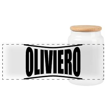 Idée cadeau t-shirt t-shirt Oliviero - Boîte à biscuits avec couvercle en bois - blanc - Devant