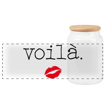 Voilà - Little French Speaking - Panorama Keksdose mit Holzdeckel - Weiß - Vorne