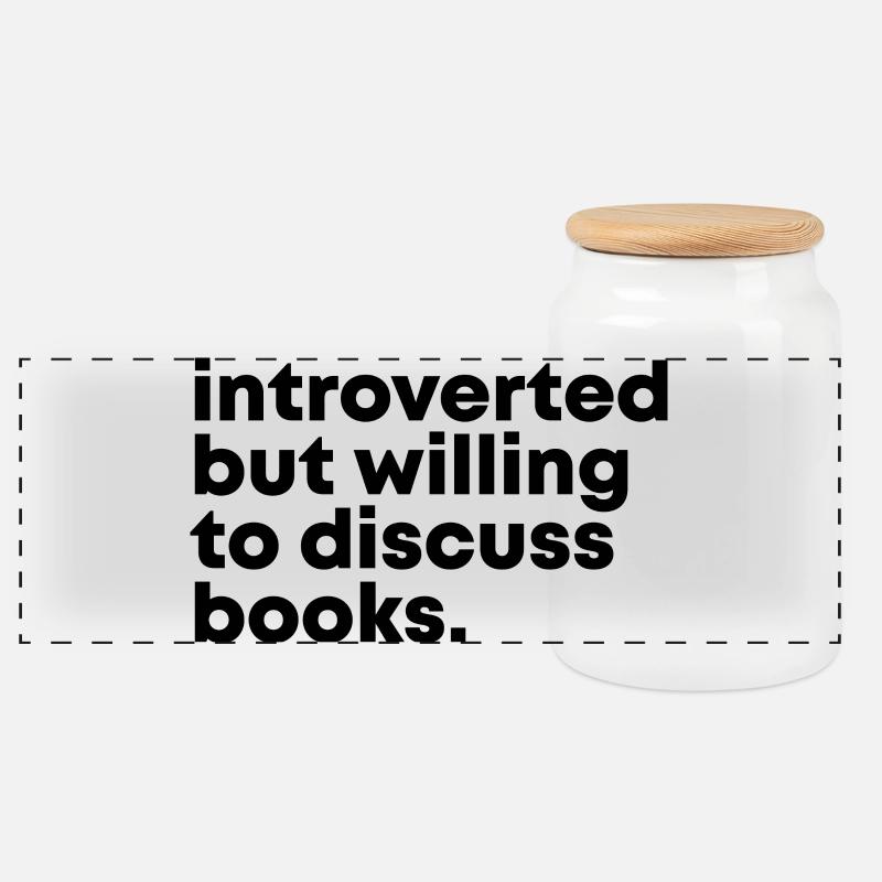 Reading - Panoramic Cookie Jar with Wooden Lid - white