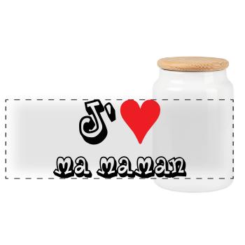 J'aime ma maman - Boîte à biscuits avec couvercle en bois - blanc - Devant
