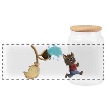 L’apprenti sorcier en tant que loup-garou - Boîte à biscuits avec couvercle en bois - blanc - Devant