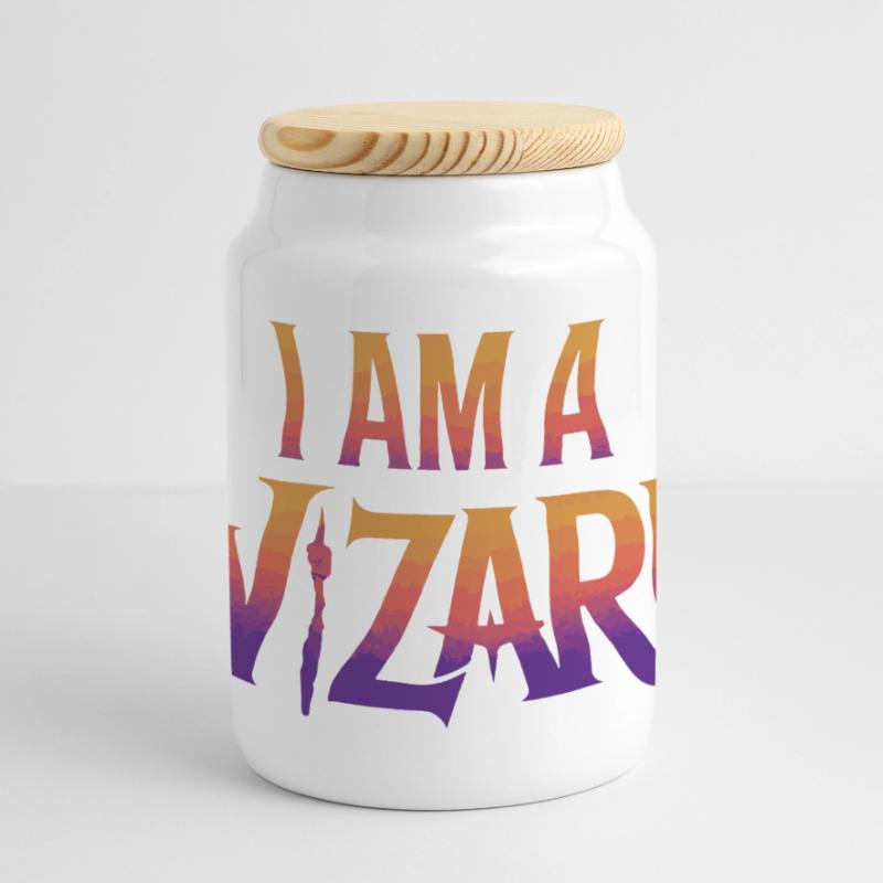 Ich bin ein Zauberer Textdesign Panorama Keksdose mit Holzdeckel