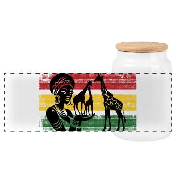 Girafes africaines dans le panorama - Boîte à biscuits avec couvercle en bois - blanc - Devant