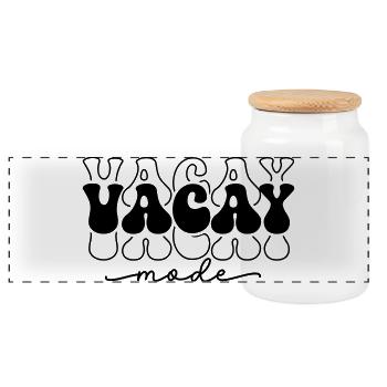 Vacay Mode Retro - Panoramic Cookie Jar with Wooden Lid - white - Front