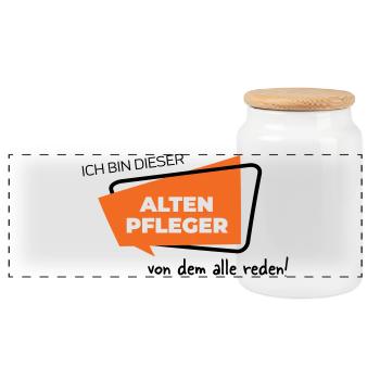 Altenpfleger - Panorama Keksdose mit Holzdeckel - Weiß - Vorne
