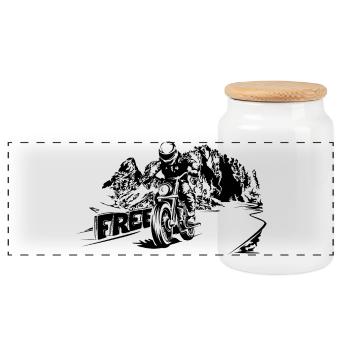 Moto Free Mountains Dolomites Symbole Logo - Boîte à biscuits avec couvercle en bois - blanc - Devant