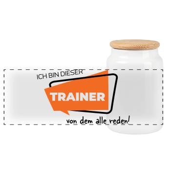 Ich bin dieser Trainer von dem alle reden - Panorama Keksdose mit Holzdeckel - Weiß - Vorne