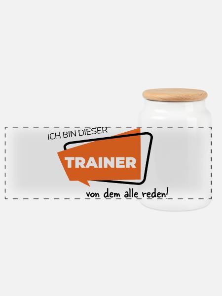 Ich bin dieser Trainer von dem alle reden - Panorama Keksdose mit Holzdeckel - Weiß