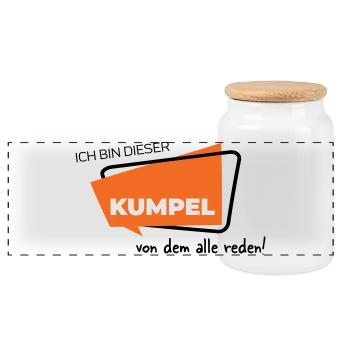 Ich bin dieser Kumpel von dem alle reden - Panorama Keksdose mit Holzdeckel - Weiß - Vorne
