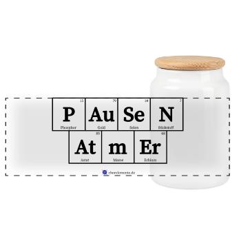 Pausen Atmer (helle Stoffe) - Panorama Keksdose mit Holzdeckel - Weiß - Vorne