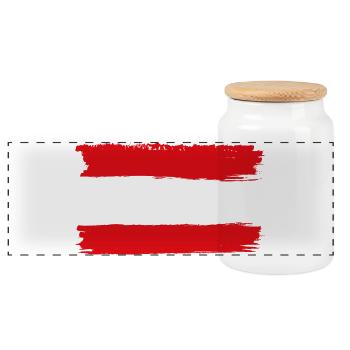 Trois X blancs sur des coups de pinceau rouges - Boîte à biscuits avec couvercle en bois - blanc - Devant