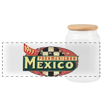 Panamericana 1953 - ikonisches Rennsport Design - Panorama Keksdose mit Holzdeckel - Weiß - Vorne