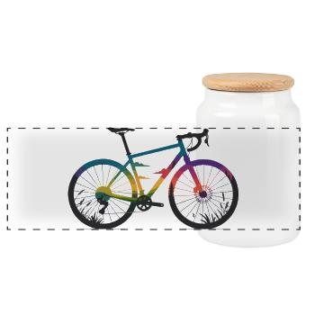 T-shirt Gravel Bike & Nature Line Art - Boîte à biscuits avec couvercle en bois - blanc - Devant