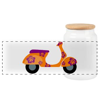 Scooter Hawaii Hibiscus Vacances Retro Fan Fun Vintage - Boîte à biscuits avec couvercle en bois - blanc - Devant