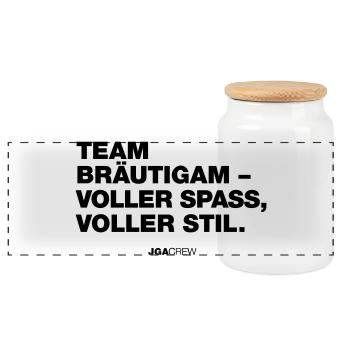 Bachelor party: Team Bräutigam (bachelor party) - Panoramic Cookie Jar with Wooden Lid - white - Front