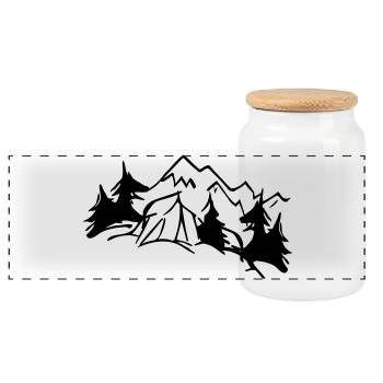Tent Dream Nature - Design Colour Editable - Panoramic Cookie Jar with Wooden Lid - white - Front