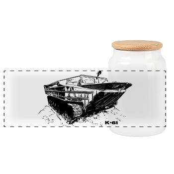 K-61 Amphibious Power - Panoramic Cookie Jar with Wooden Lid - white - Front
