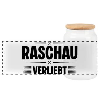 Raschau Verliebt - Panorama Keksdose mit Holzdeckel - Weiß - Vorne