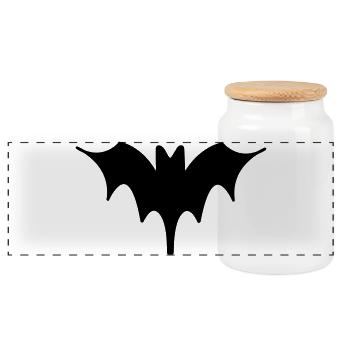 Fledermaus Halloween Kunst 3 - Panorama Keksdose mit Holzdeckel - Weiß - Vorne
