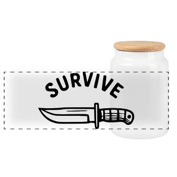 Survive - Couteau - Boîte à biscuits avec couvercle en bois - blanc - Devant